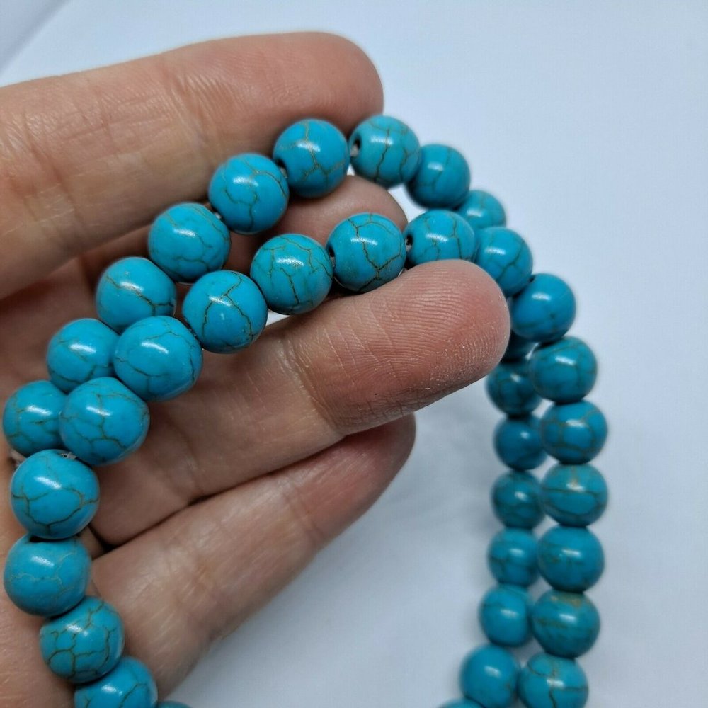 Beads Teal Jewelry craft making Crackle Design 48 pieces - Picture 6 of 6